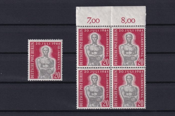 Berlin 1954 Nr. 119 Einzel und 4er Block **